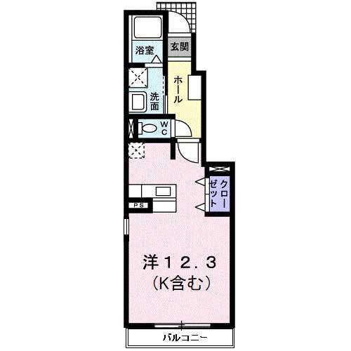 レフィナード フロール エフ(ワンルーム/1階)の間取り写真