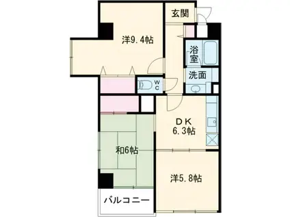 ローズマンション五日市(3DK/1階)の間取り写真