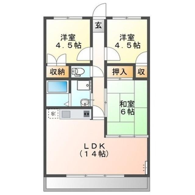 サンハイム(3LDK/3階)の間取り写真