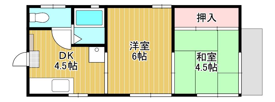 コーポ杉(2K/1階)の間取り写真