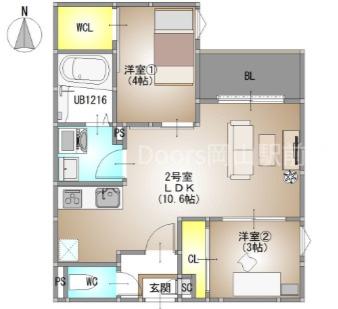 REGALEST 下伊福6(2LDK/1階)の間取り写真
