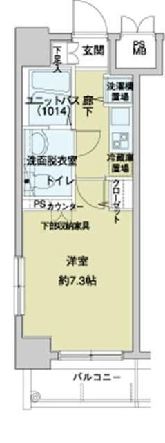 メインステージ八丁堀(1K/6階)の間取り写真