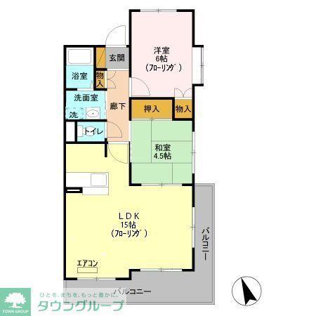 リヴィエールI(2LDK/1階)の間取り写真