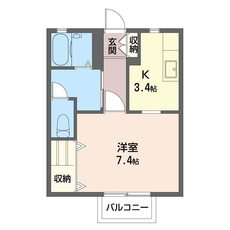 ラ・ドゥース中原(1K/2階)の間取り写真