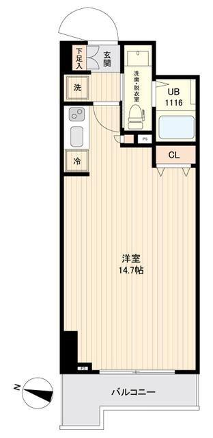 SIDEONE(ワンルーム/9階)の間取り写真