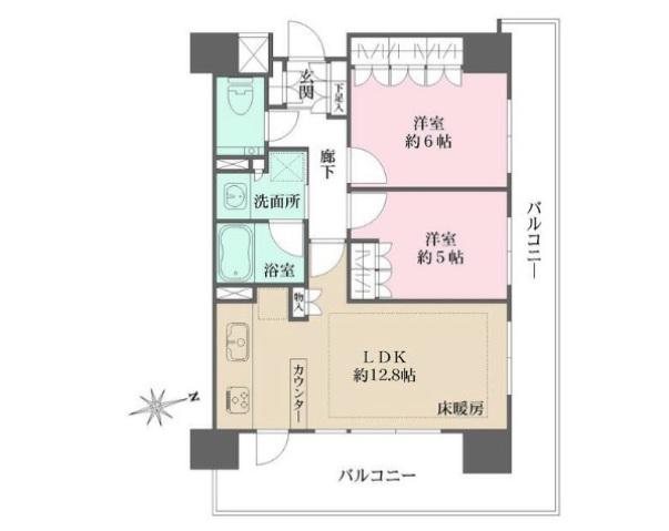 グランスイート高円寺(2LDK/11階)の間取り写真