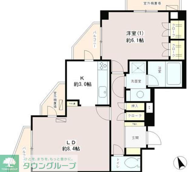 ジョイム奥沢(1DK/5階)の間取り写真