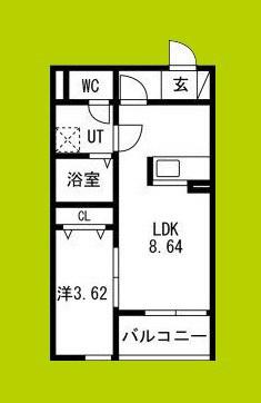 FSTYLE東大阪本庄2号館(1LDK/1階)の間取り写真