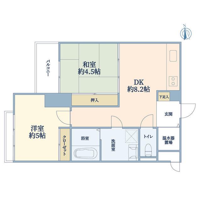 堀ノ内マンシオン(2DK/2階)の間取り写真