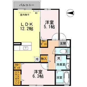 レジオンドヌール(2LDK/2階)の間取り写真