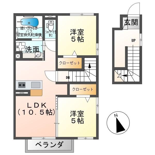 アルシャヴィン(2LDK/2階)の間取り写真