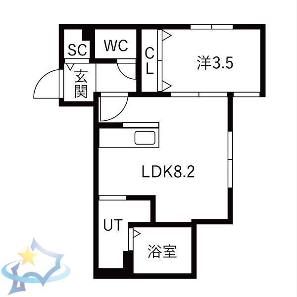 サクランシェ宮の沢(1LDK/4階)の間取り写真