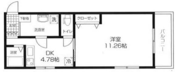 リライズ国領II(1DK/1階)の間取り写真