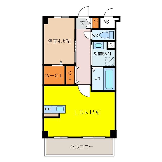アコール鍋島(1LDK/3階)の間取り写真
