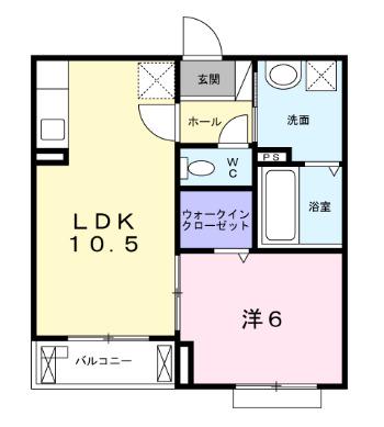 ヴィアソーレ摂津(1LDK/1階)の間取り写真