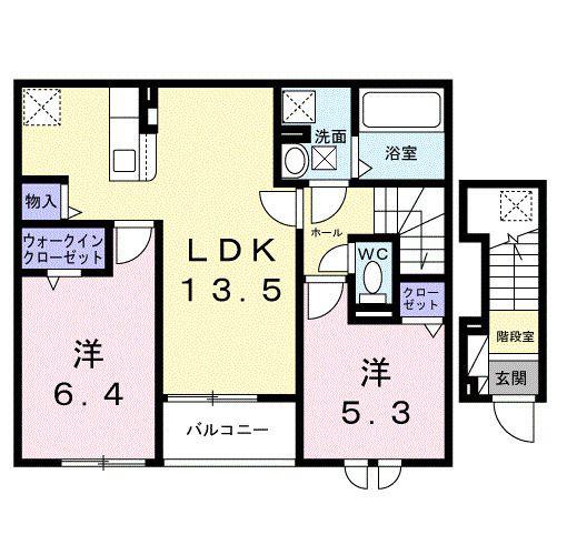 ヴェルデ ルーチェ(2LDK/2階)の間取り写真