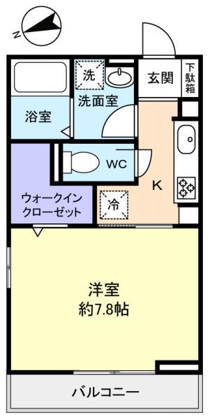 フェリーチェ緑が丘(1K/1階)の間取り写真