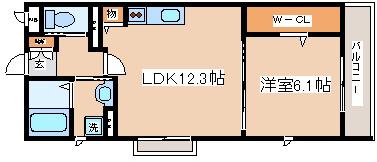 サンクレスト御崎(1LDK/2階)の間取り写真