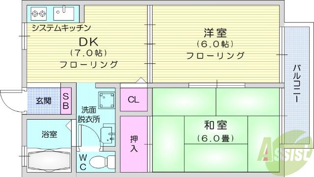 プリマヴェーラ(2DK/1階)の間取り写真