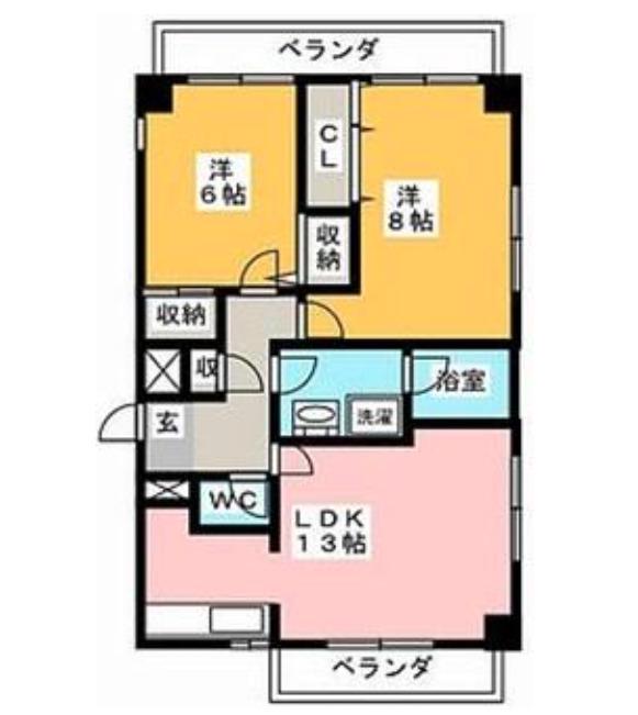 ユニーグレイス(2LDK/3階)の間取り写真