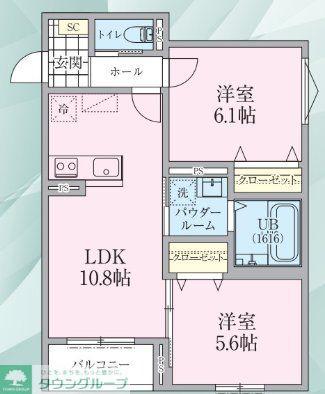 リケナ矢野口(2LDK/3階)の間取り写真