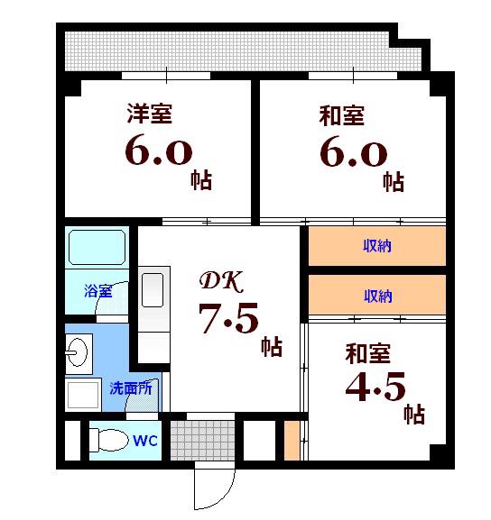 メゾンタツミ(3DK/3階)の間取り写真