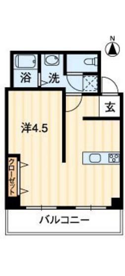 グランツ西古松II(1LDK/4階)の間取り写真