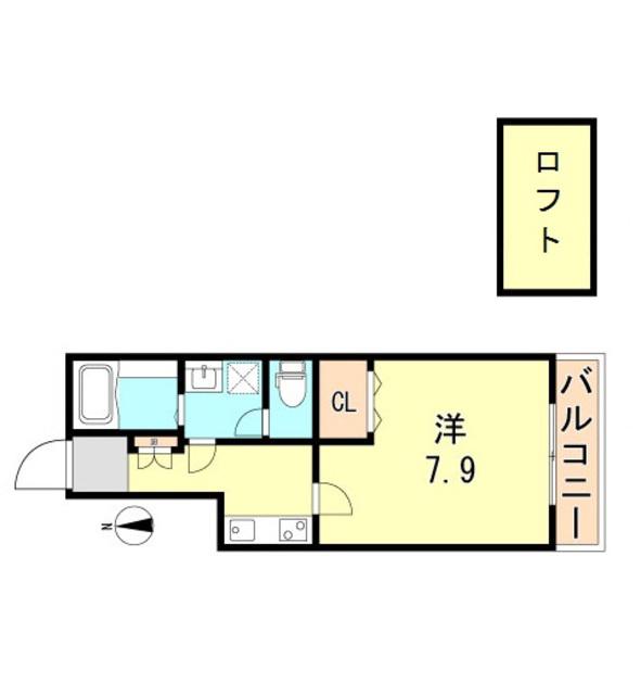 THE CITY 板宿(1K/2階)の間取り写真