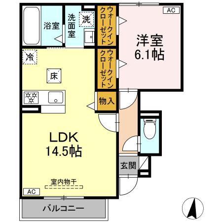 ラフィーネ(1LDK/1階)の間取り写真