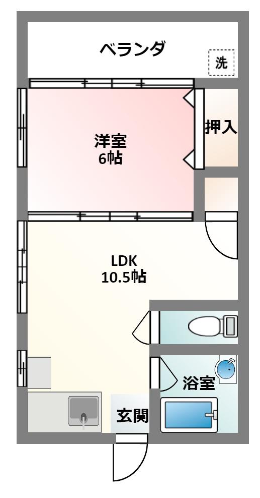 文月荘(1LDK/2階)の間取り写真