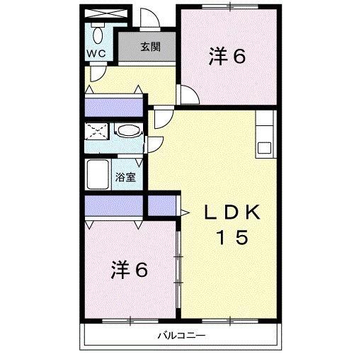 グリーンハイツ芝1(2LDK/1階)の間取り写真