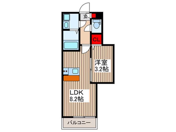 グランエスポワール東浦和(1LDK/1階)の間取り写真