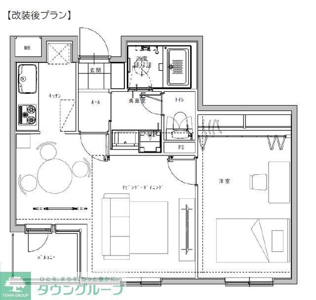 ローレルフラット(1LDK/2階)の間取り写真