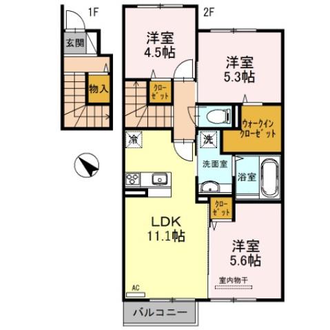 シエロI(3LDK/2階)の間取り写真