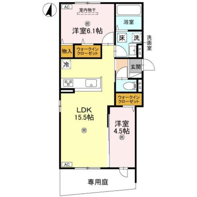 プライム金剛(2LDK/1階)の間取り写真