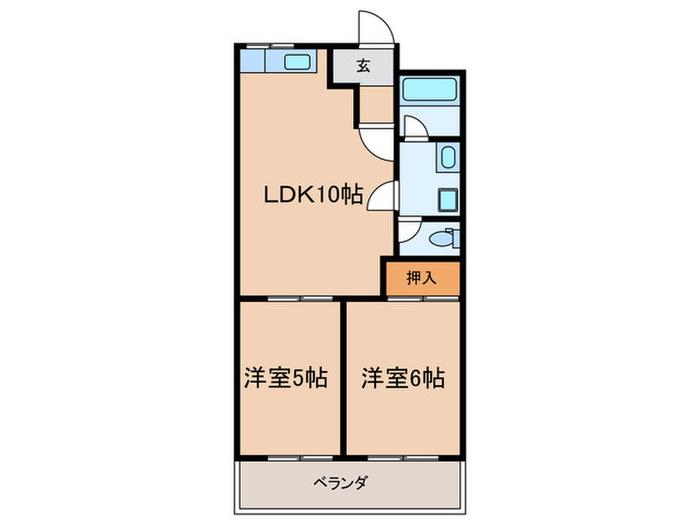 蓑川新町 DAYドリームハイツ(2LDK/1階)の間取り写真