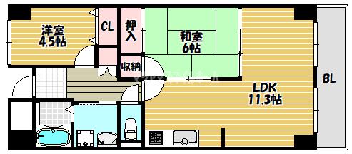 戴慶カーサグラシア(2LDK/3階)の間取り写真