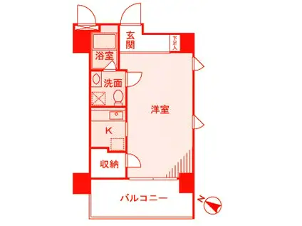 ルルディ2(1SK/6階)の間取り写真