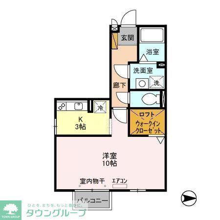 ロイヤルコート(1K/2階)の間取り写真