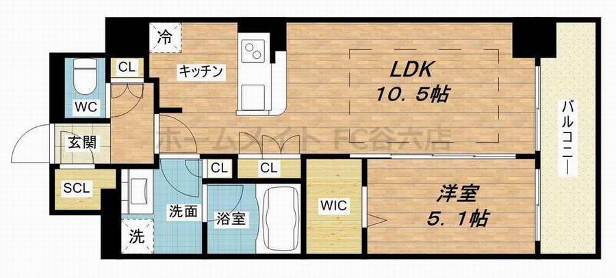 アーバネックス同心(1LDK/3階)の間取り写真