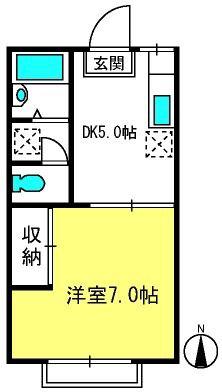 エスパスホマーA棟(1DK/1階)の間取り写真