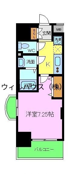 LUXEなかもず(1K/3階)の間取り写真