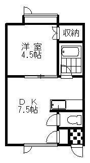 MCパレスII(1DK/2階)の間取り写真
