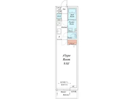リブリケンズコート中央林間(1K/3階)の間取り写真