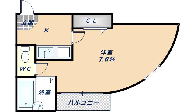 大宝小阪駅前ヴィラデステ(1K/4階)の間取り写真