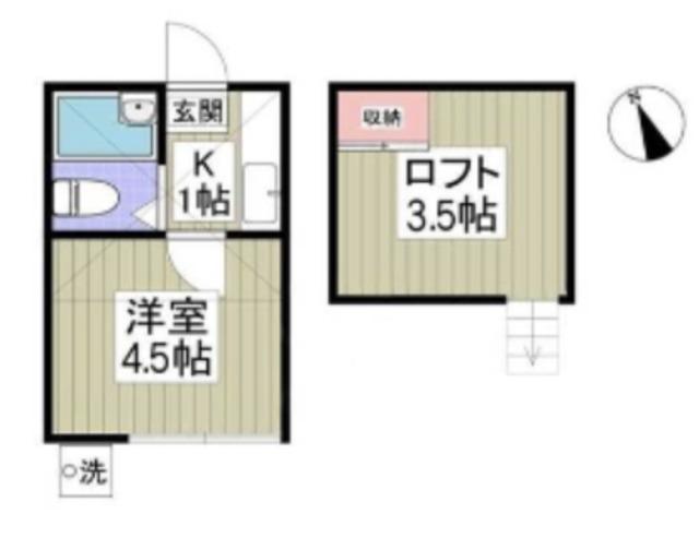 ＪＲ京浜東北線 西川口駅 徒歩18分 2階建 築37年(1K/1階)の間取り写真