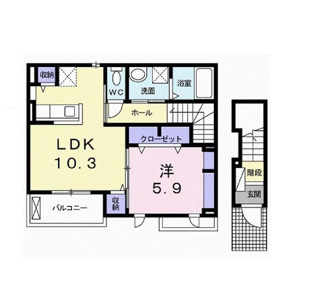 サン住吉双葉II(1LDK/2階)の間取り写真