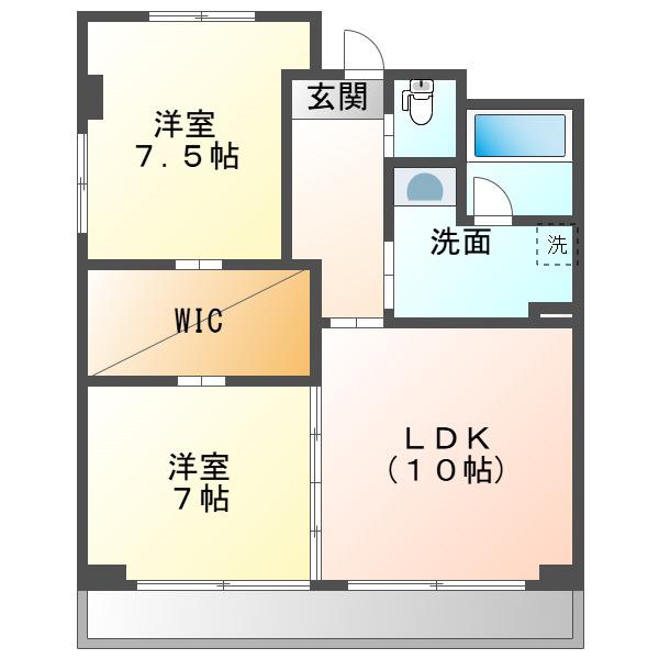 ハアラン御南(2LDK/5階)の間取り写真