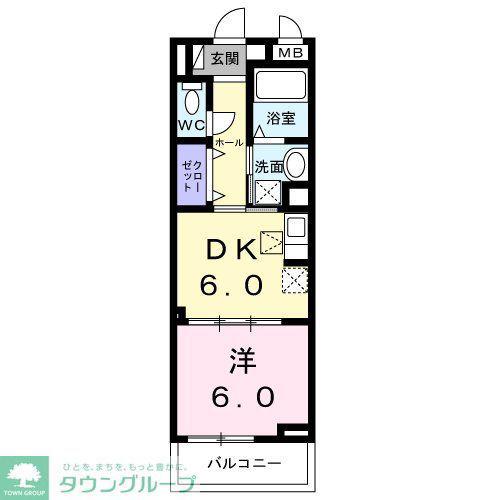 ボワ リュネール(1DK/1階)の間取り写真