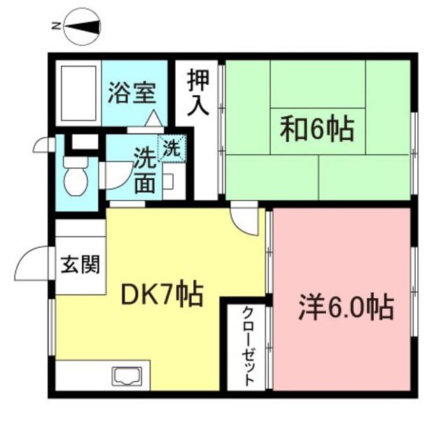 クレストMさがみ野(2DK/1階)の間取り写真